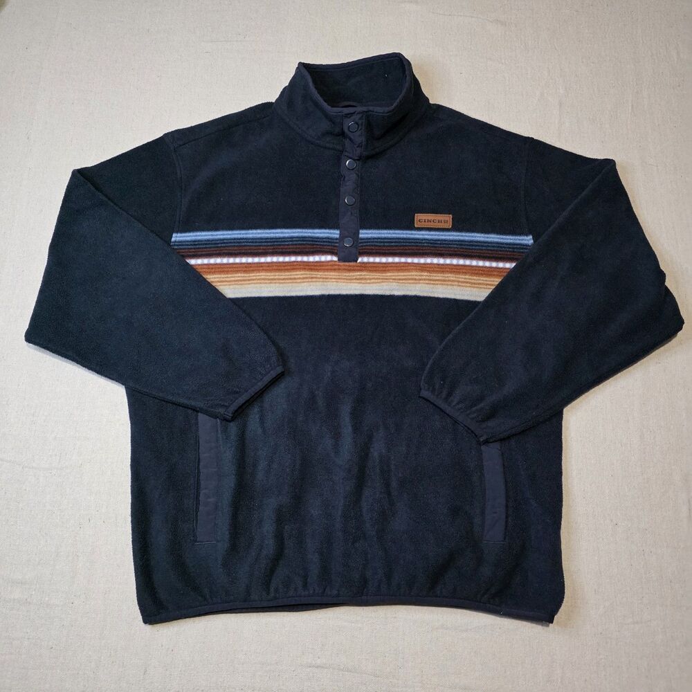 Cinch Men's Quarter Snap Fleece Pullover Sweater in Navy Blue Size Large